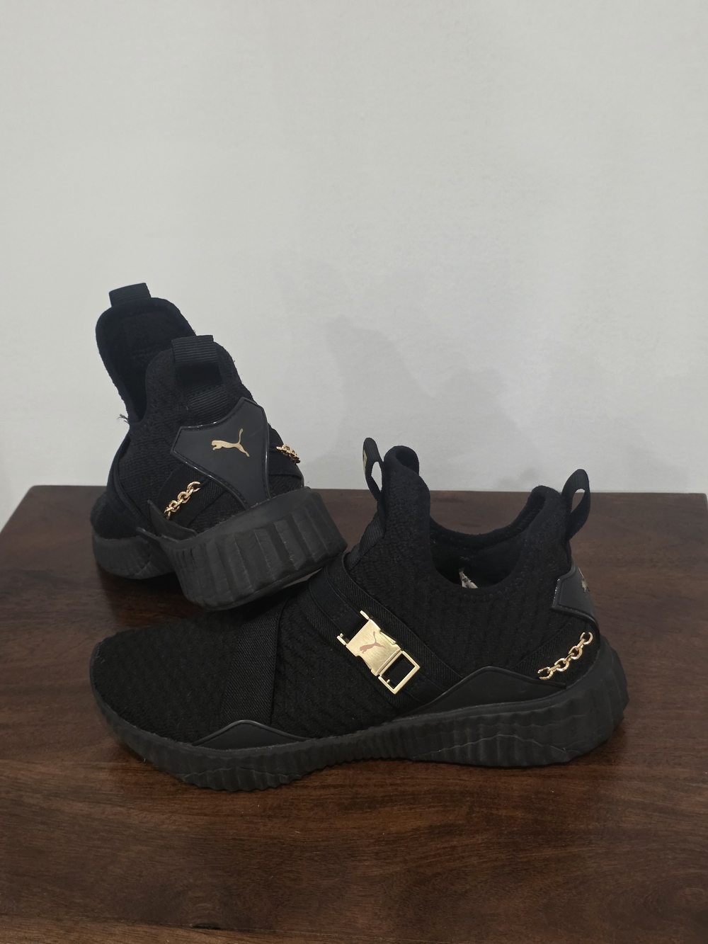 Puma Defy Mid Varsity Black Gold Buckle Training Shoes
